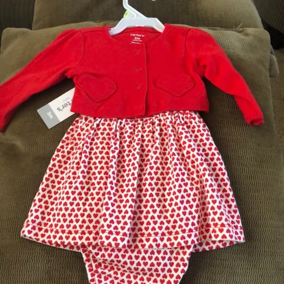 Carter's Other - Baby girls heart dress with little red jacket